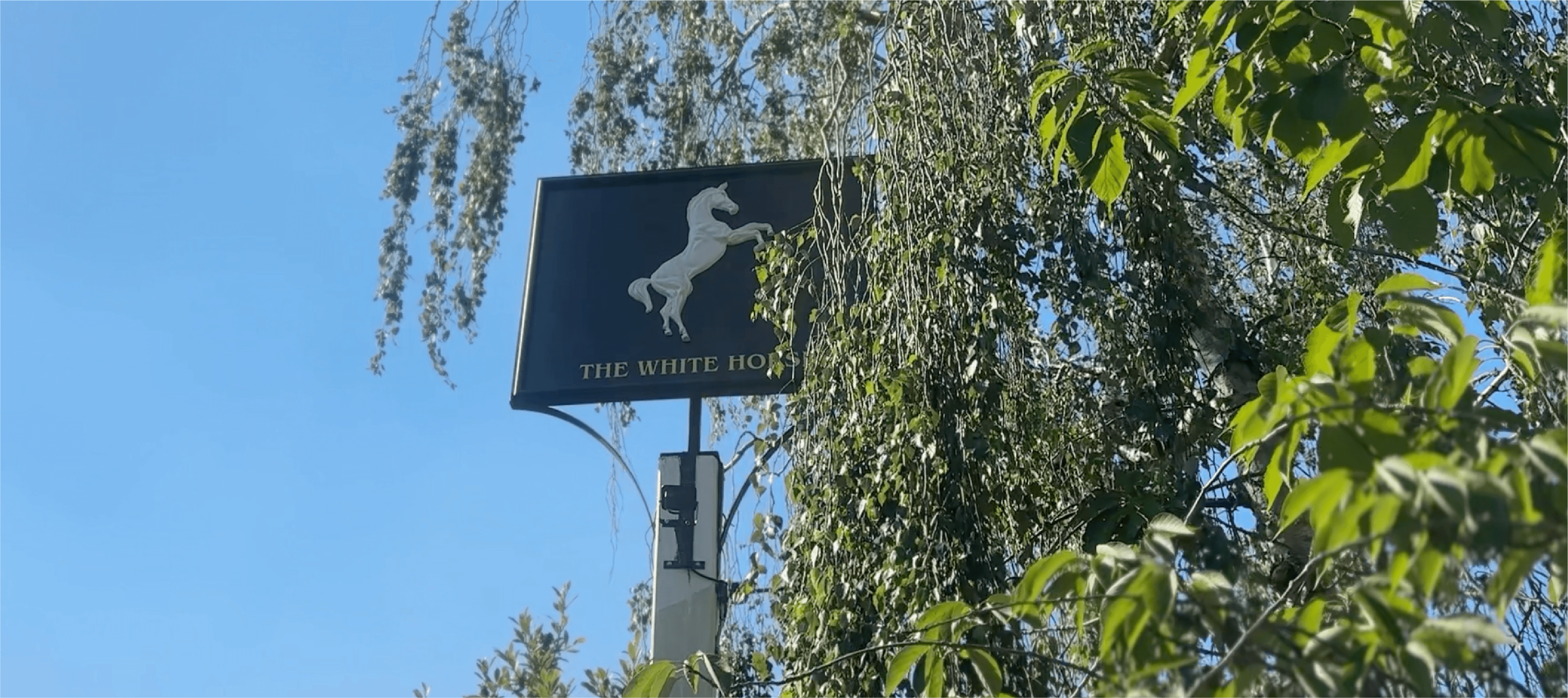 The White Horse pub sign on St Dionis Road